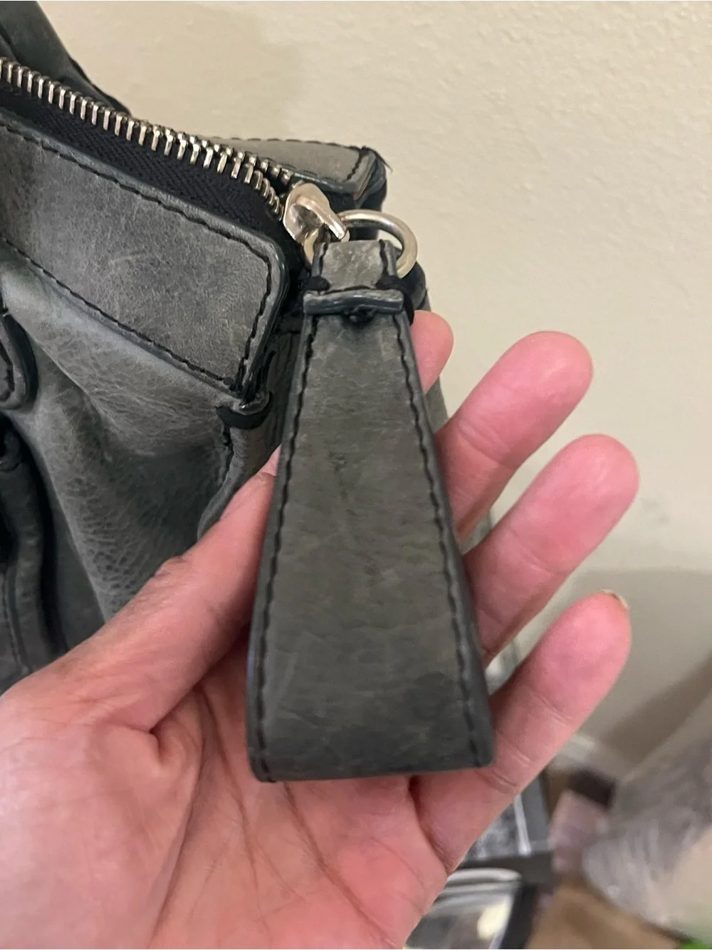 Chloe Large Distressed Black/Gray Leather Satchel